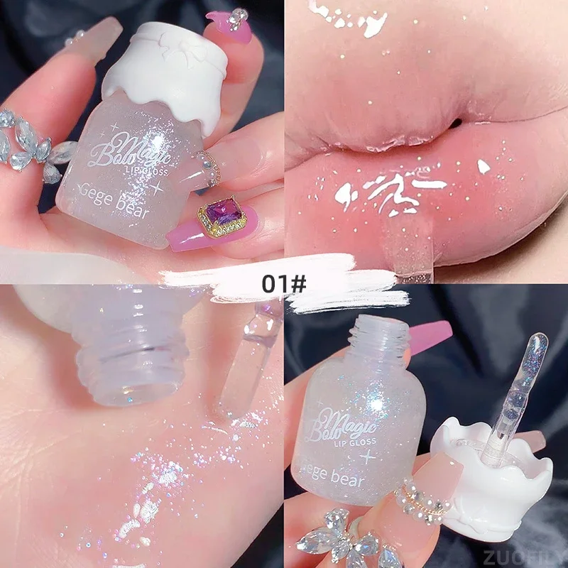 Cute Milk Jar Lipgloss Lip Plumper Oil Colorless Glitter Lipgloss Long Lasting Moisturizing Lipstick Makeup Cosmetics lip makeup lip glaze lip lacquer lip tint lip stain lip gloss lip oil lip plumper