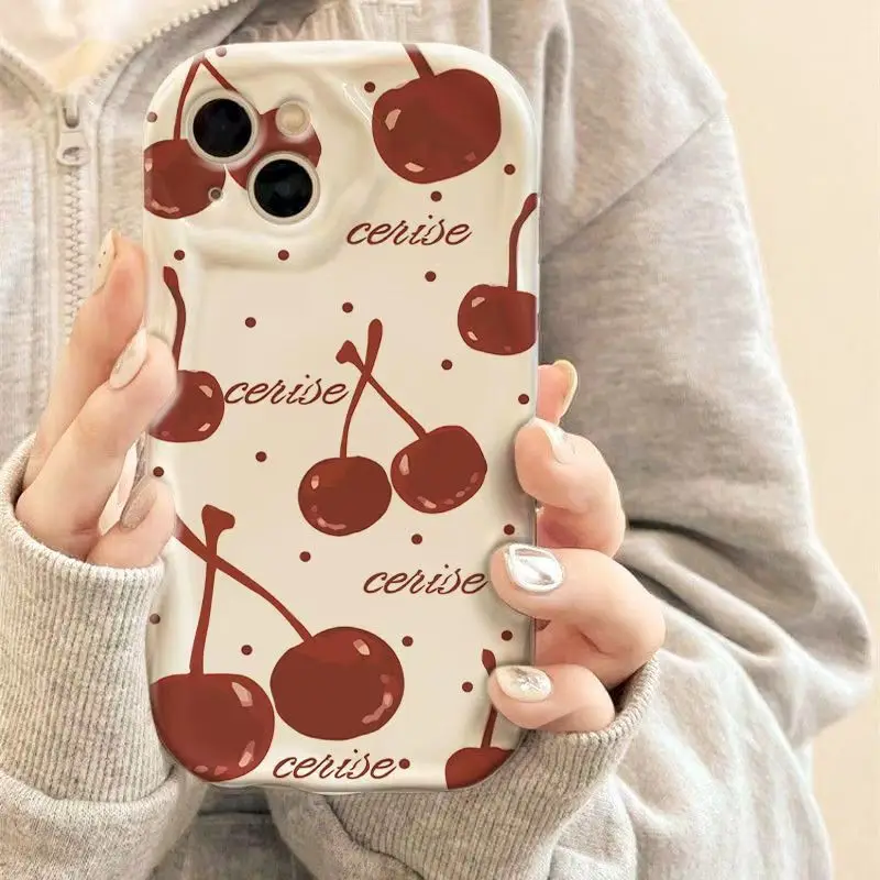 Cherry Strawberry Fruit 3D Wave Phone Cover