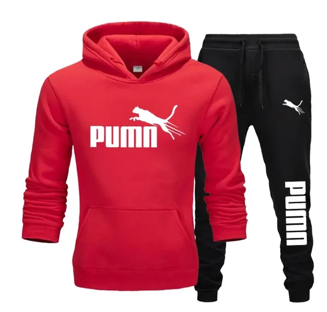 New autumn and winter men's pullover hoodie + pants 2-piece fashionable and trendy fitness jogging casual sportswear set 2