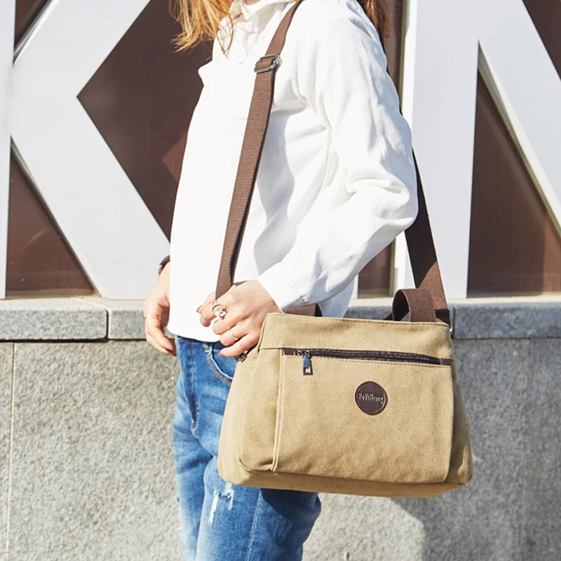 Retro Casual Women's Bag Canvas Ladies Single-shoulder Messenger Bag Women's Large-capacity Multi-compartment Canvas Bag 