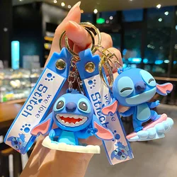Ohana Means Family PVC Keychain Anime Lilo & Stitch Doll Backpack Wallet Pendant Accessories Kawaii Car Key Ring for Men Women