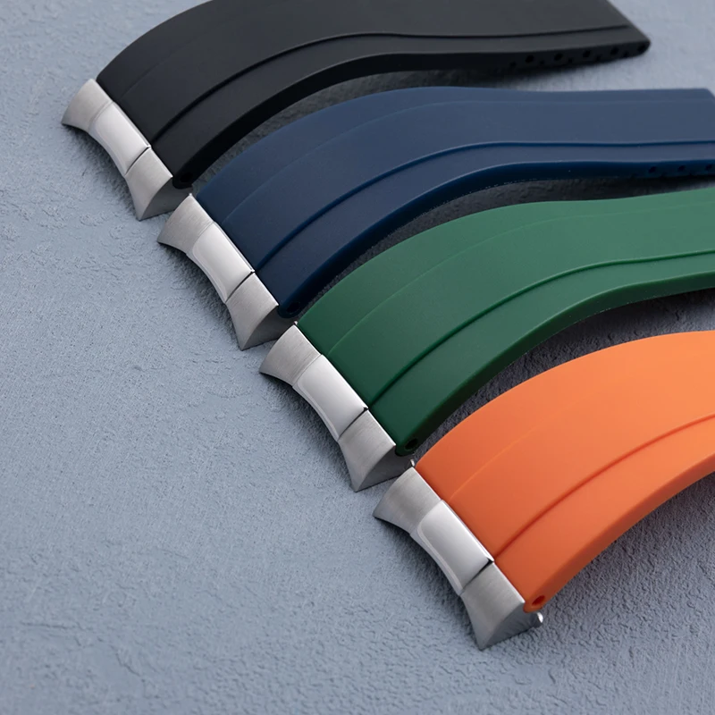 22mm Curved End Link With Rubber Watchband Set For Rolex