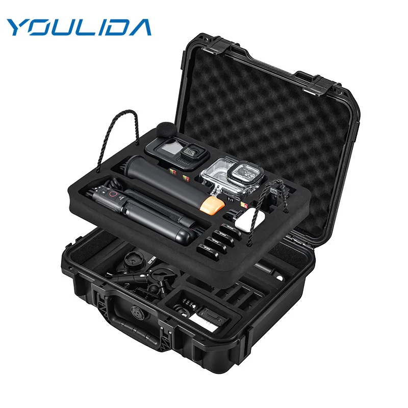 For GoPro Hero 13 12 11 10 9 camera carrying case 2-Layers Hard Waterproof Storage Box Large Capacity Camera Accessories Suitcase