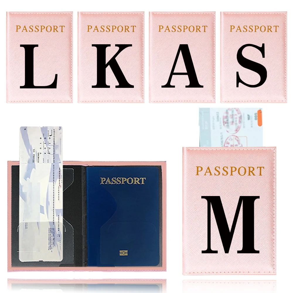 

Passports Cover Passport Case Printing Black Letter Series Passport Holder Travel Accessories Passport Protective Cover Airplan