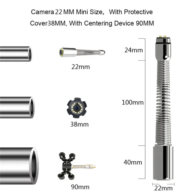 GAMEATER Pipe Inspection Camera with 512Hz Transmitter Image Self-leveling CVBS Camera 23mm Pipeline Industrial Endoscope 3