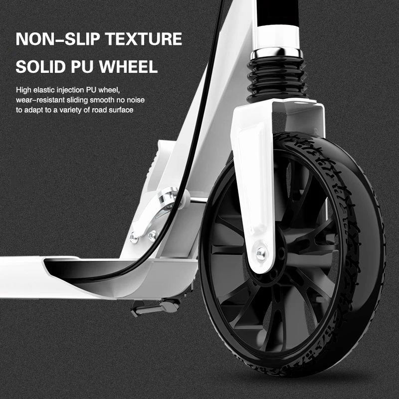 Adult/teenagers Kick Scooter Two Wheeled Foldable Portable Scooter Non-Slip Pedal Double Brake Sliding Foot Scooters Adjustable Kick Scooter