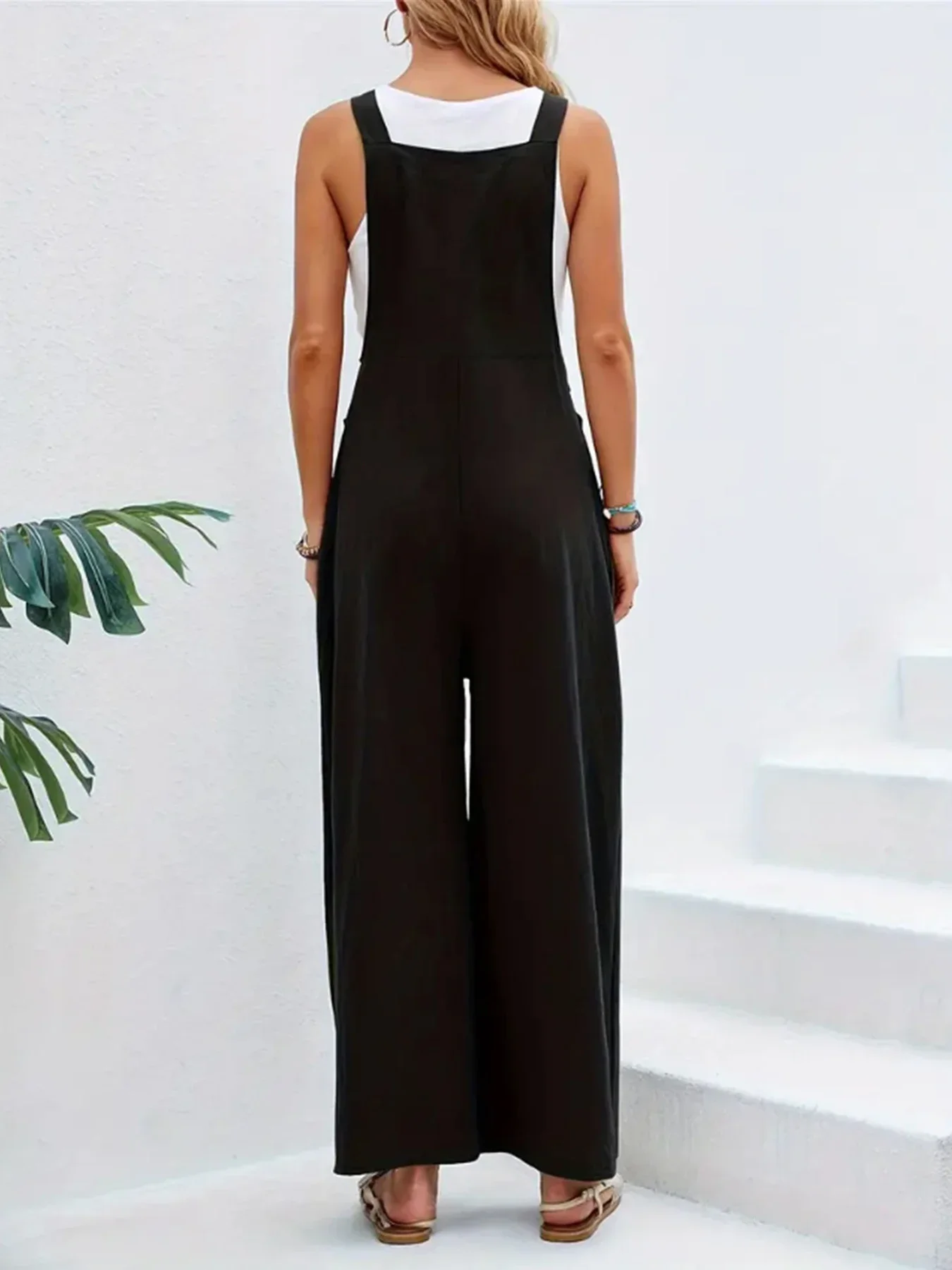 YEAE Solid Color Casual Fashion Women's Back Pants Adjustable Loose Straight Wide-leg Pants Commuting Versatile Spring New 2024