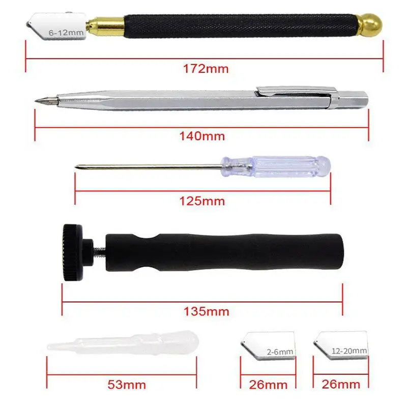 Portable Glass Cutter Kit Stained Glass Glass Cutter Supply Running Pliers  Glass Knife Round Flat Cutting Tool - AliExpress