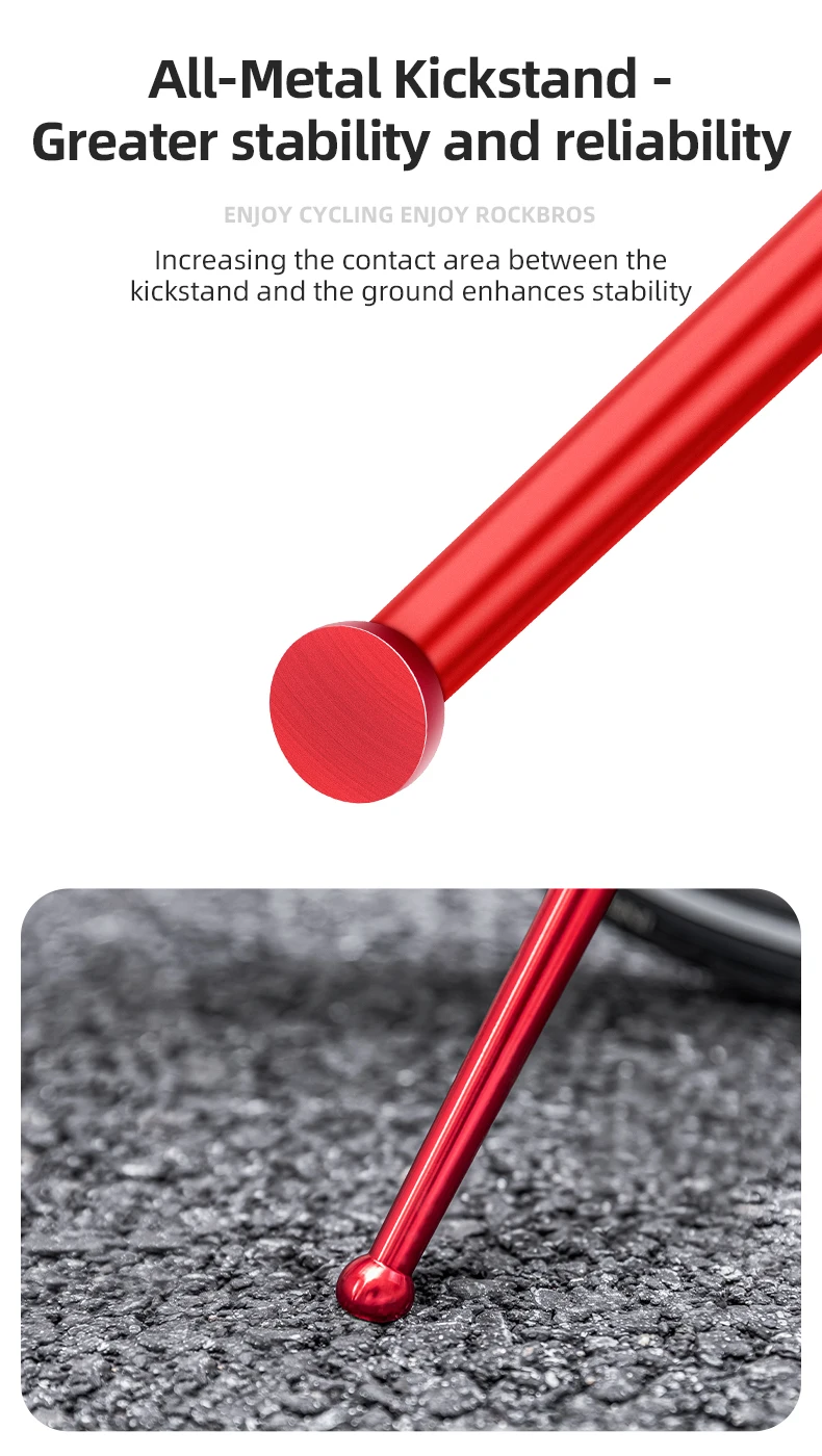 ROCKBROS Klappbarer Fahrradständer, ultraleichte Fußstütze, 40,6 cm, zusammenklappbarer Fahrradständer, Parkständer, Fußstütze, Fahrradzubehör – Detail 6