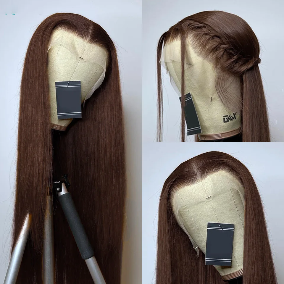 

Soft 26Inch Long Dark Brown Silky Straight 180Density Lace Front Wig For Black Women Babyhair Heat Resistant Preplucked Glueless