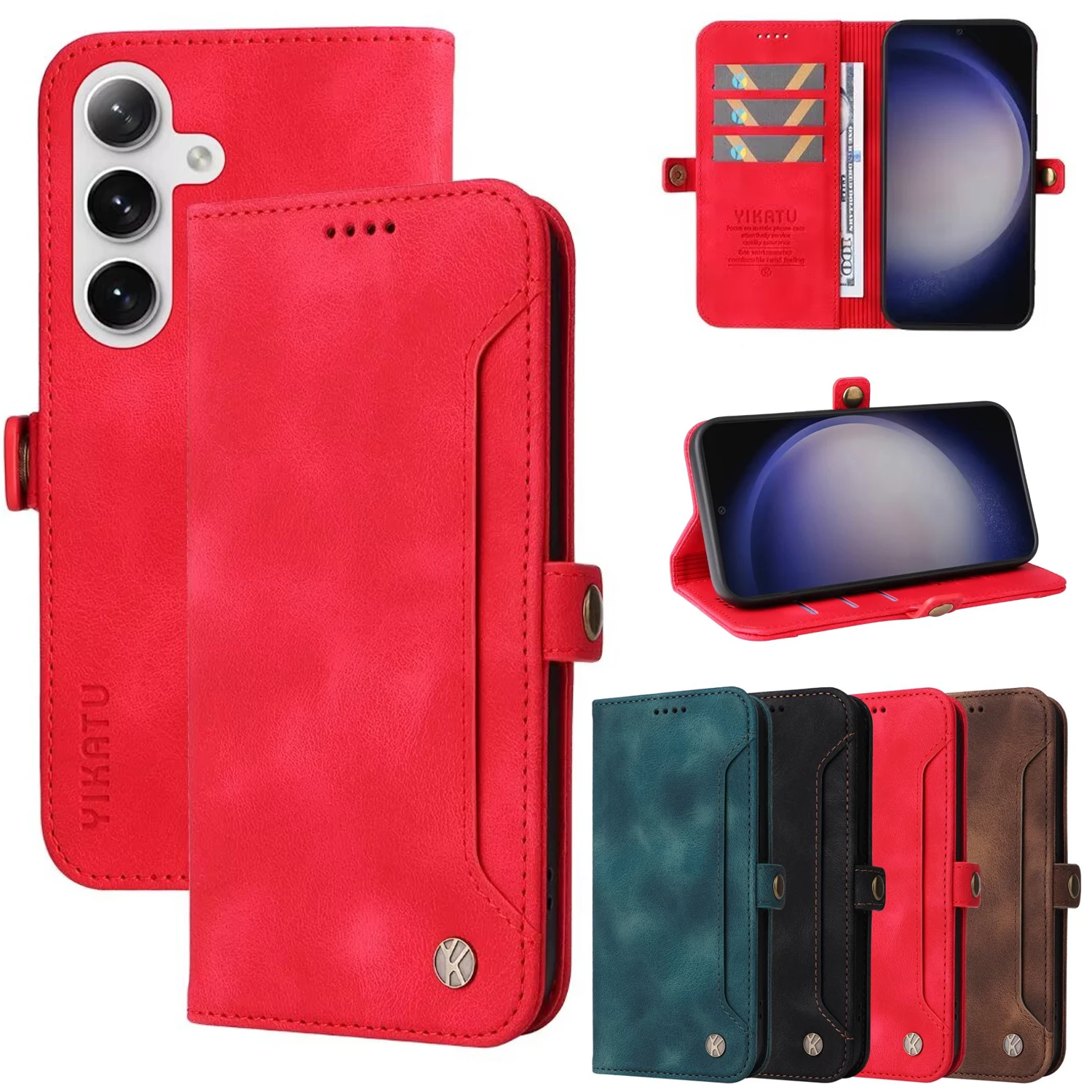 Leather Magnetic Flip Wallet Case