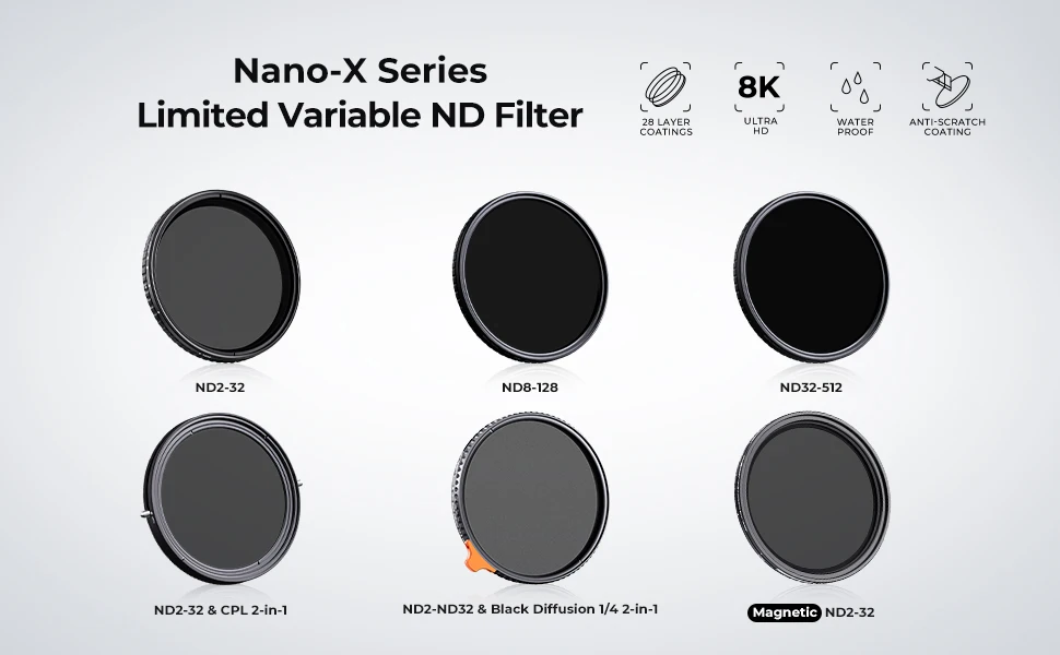 Description Picture 3 of itemK&F Concept ND8-ND128 Variable ND Filter 52mm 58mm 62mm 67mm 72mm 77mm 82mm NO X Spot Fade Neutral Density Filter For Camera Len