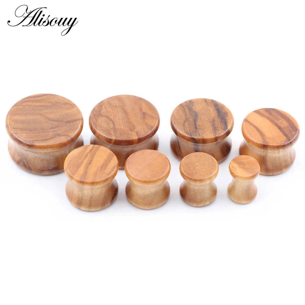 Olive Wood Hollow Double Flared Ear Tunnel Plug Flesh Expander Stretcher Gauge Earring Piercing Body Jewelry 2PCS 6-20mm piercing jewelry body piercing earrings ear piercing jewelry body piercing jewelry body jewelry