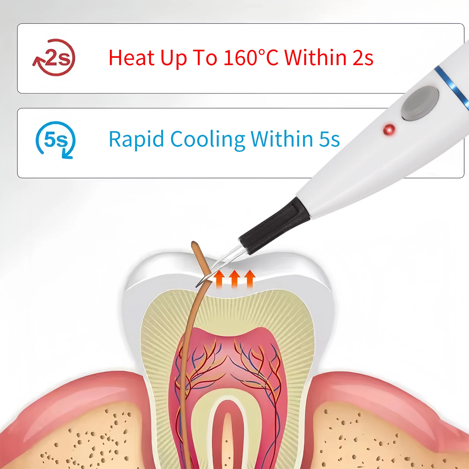 Dental Endo Gutta Percha Obturation System Heated Pen 2 Second Heating Double Charging/Simple /Tooth gum Cutter