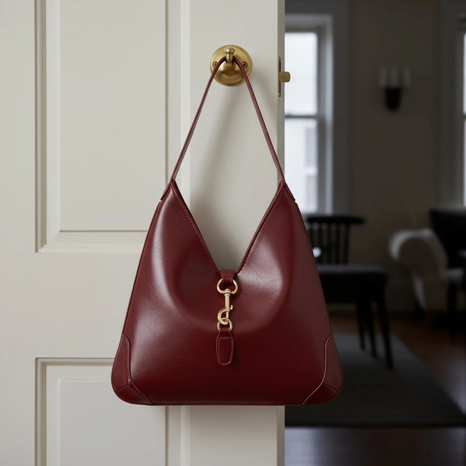 Women Girls PU Leather Single Shoulder Underarm Bag Large Capacity Shoulder Bag Solid Color Shoulder Bag for Work & Outing