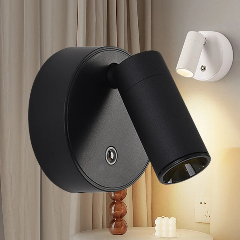 USB 충전식 LED 벽 램프, 조도 조절식 스폿 라이트, 무선 마그네틱 야간 조명, 합금 침대 옆 사진, 벽 페인팅 조명, 2000mAh