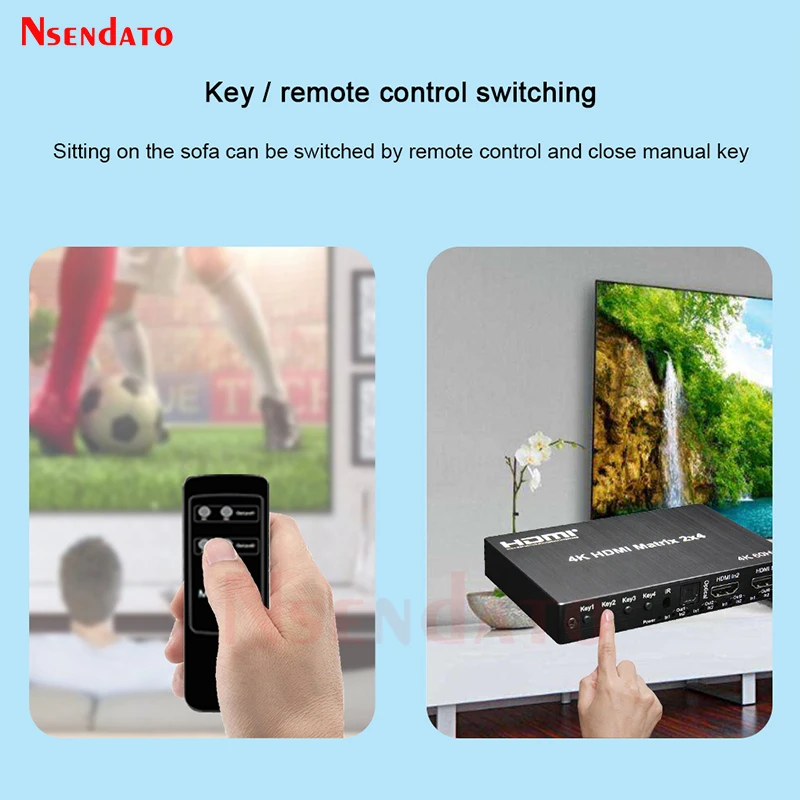 Hdmi Matrix Splitter Switch com Áudio 2x4 para Dolby r l pc para tv 4k 60hz 60hz - Image 5