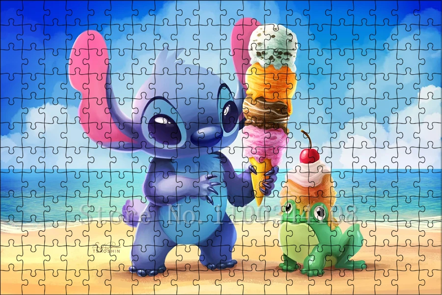 Disney Lilo & Stitch Puzzle Cartoon Movies 300/500/1000 Pcs Jigsaw Puzzles Children Games Educational Toys Adults Decompressing Jigsaw Puzzles Educational Puzzles