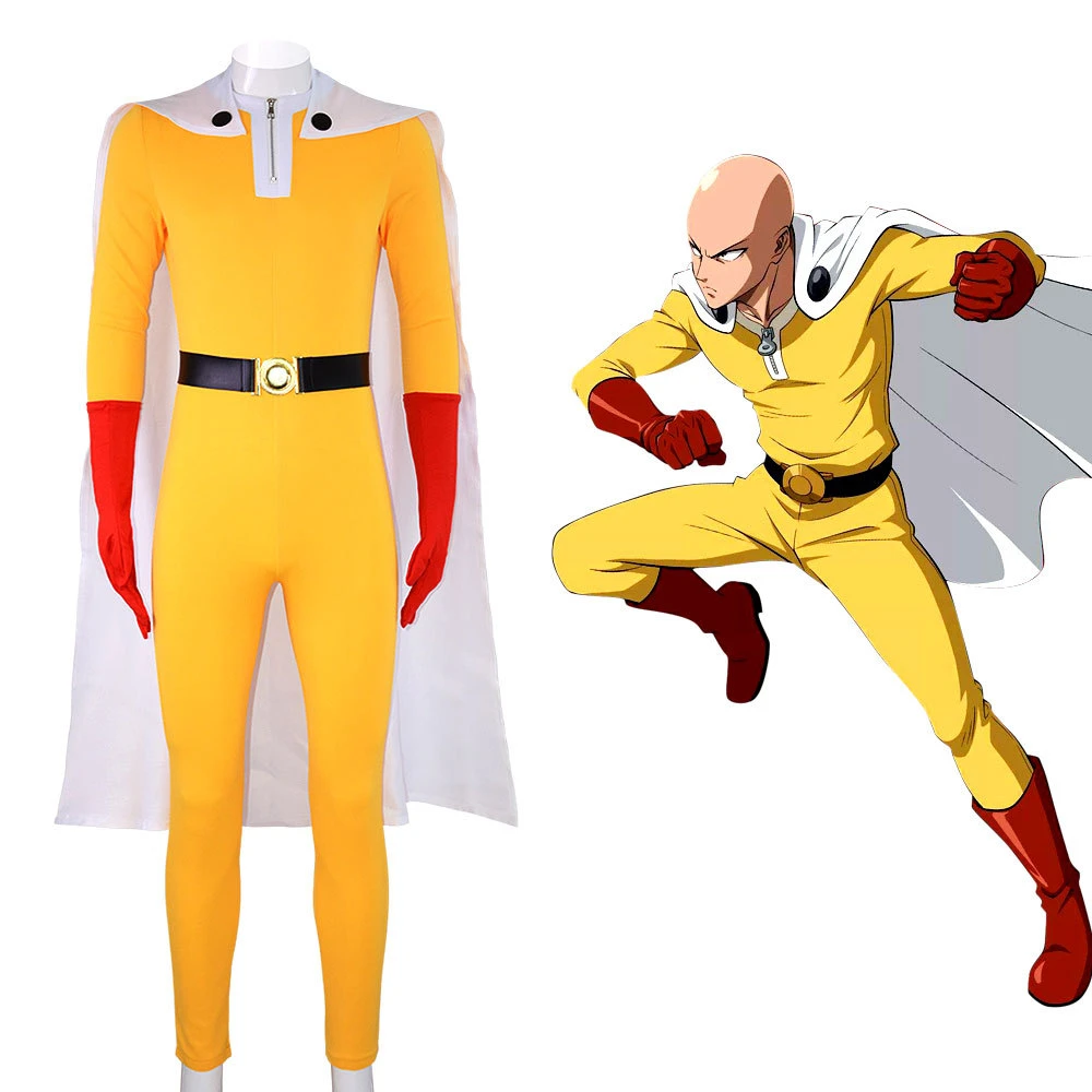 One Punch-man.saitama.bald Cape Man.superhero Battle Suit.anime Costume.yellow Tights - Cosplay - AliExpress