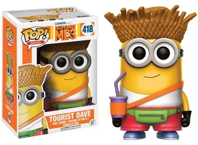 thumbnail image 4 of FUNKO POP Despicable Me 3 Tourist Dave 418# Jerry 419# Fluffy 420# Kyle 422# Figura de acción de PVC Modelo coleccionable Juguetes para niños, 4 of 5