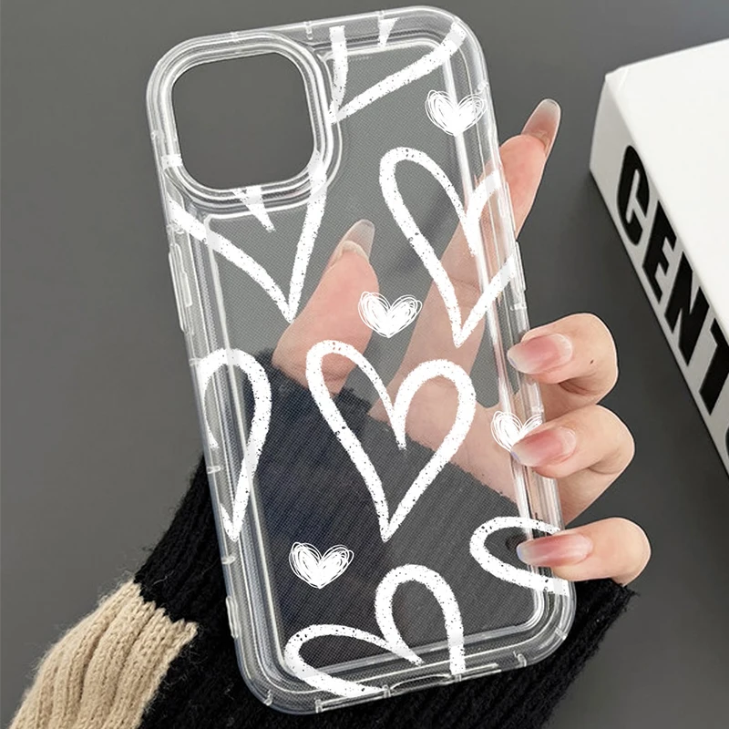 thumbnail image 1 of Funda de teléfono con estampado gráfico de corazón de amor para iPhone 14 15 16 Pro Max 11 12 13 Pro Mini X XR XS 7 8 Plus SE2, funda suave a prueba de golpes, 1 of 5