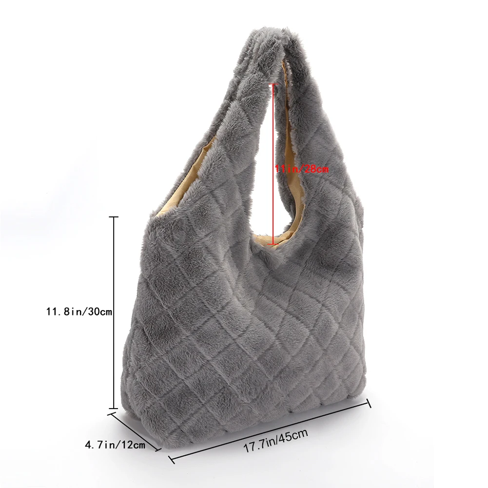 Women Shoulder Bag Autumn Winter Top-handle Bags Rhombus Pattern Underarm  Bag Female Totes Fluffy Fur Solid Color Handbags - AliExpress