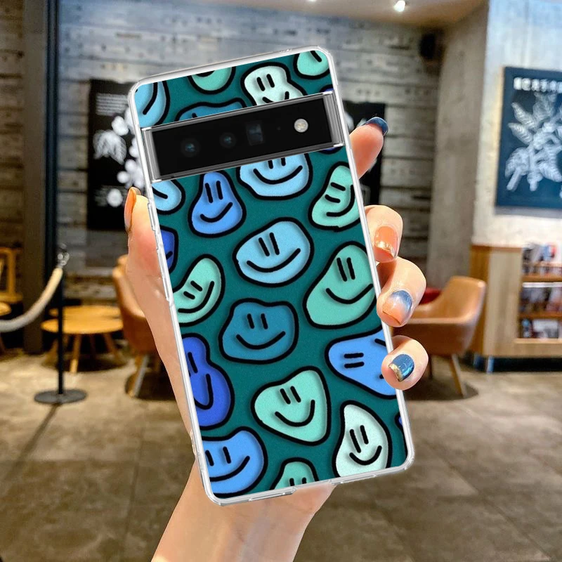 Fashion Simple Smile Face Couple Phone Case Cover - Transparent TPU Shell
