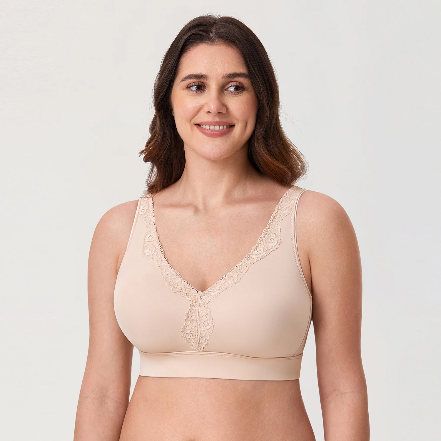 Women's Wireless Seamless Bra Plus Size Full Coverage Unlined Comfort Everyday Bras Sleep D DD E F G