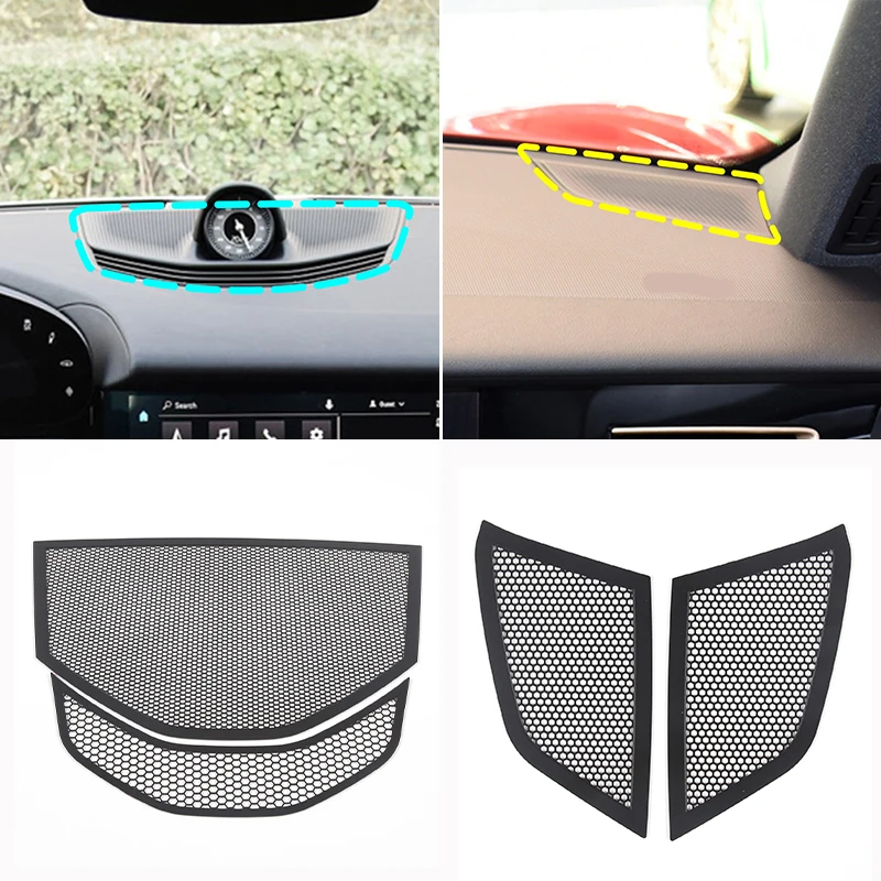 

For Porsche Taycan 2019-2022 Stainless Steel Car Interior Dashboard Audio Stereo Speaker Decorative Cover Auto Accessories