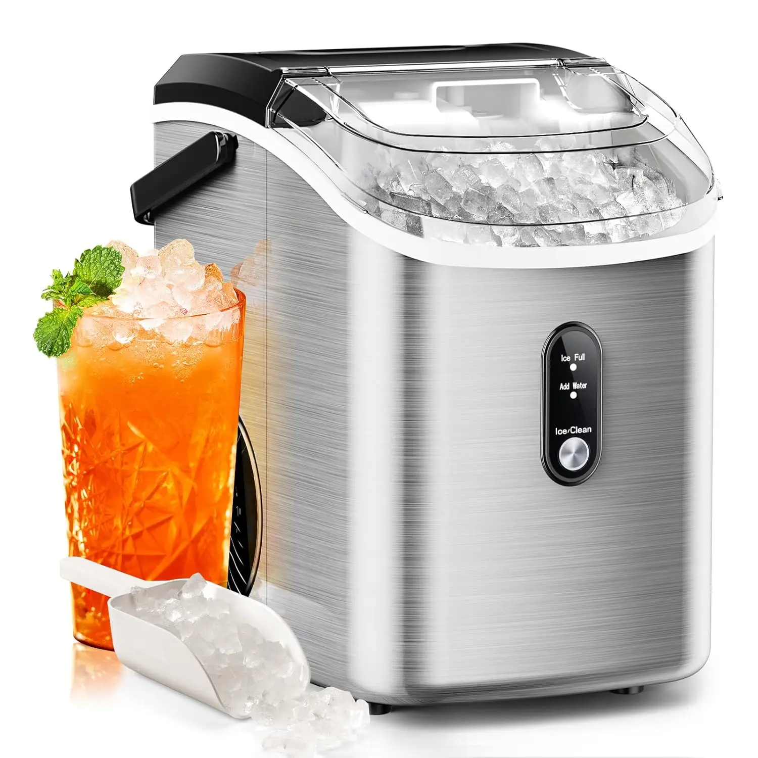Ice Makers Countertop with Soft Chewable Pellet Ice, 7 Mins Ice Making, 35.5Lbs/24Hrs, Pebble Maker Machine with Self-Cleani
