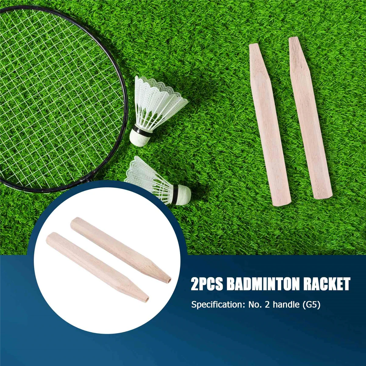2Pcs Badminton Racket Handle Grip Wooden Badminton Handle Repair of Racket,G6