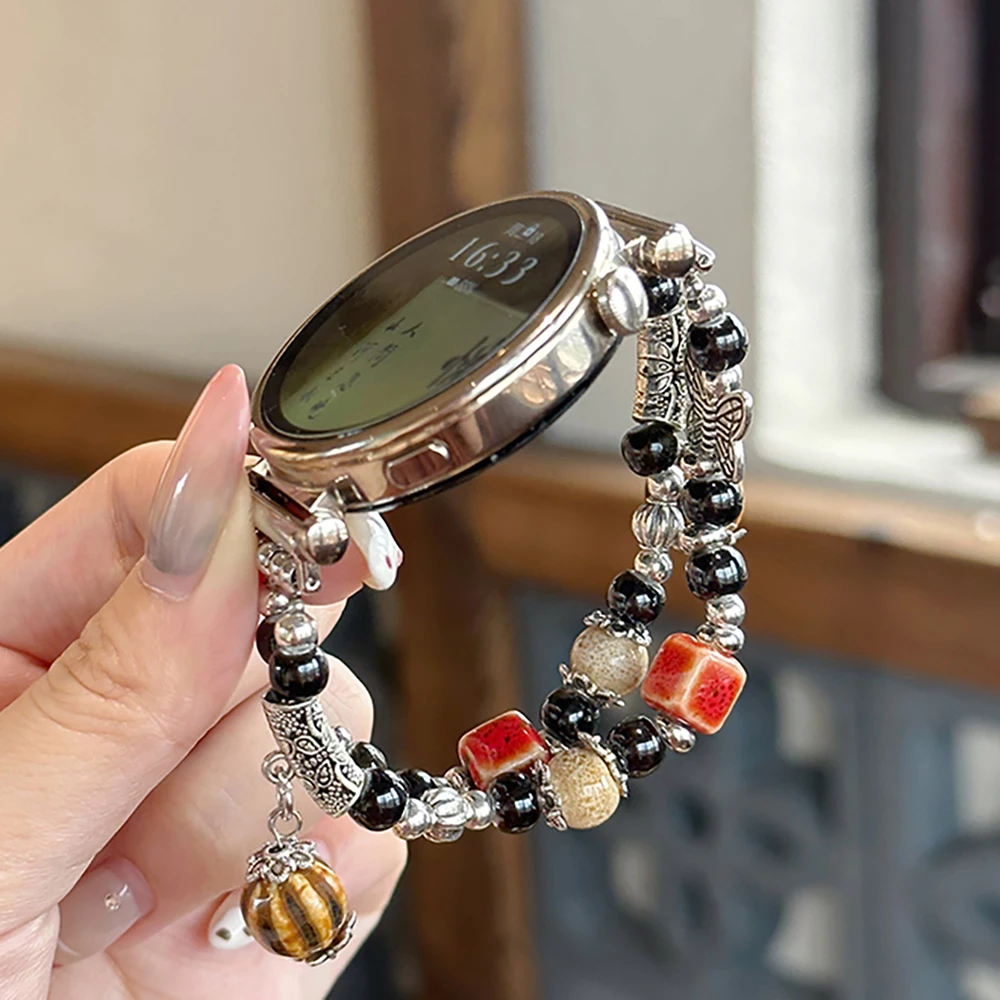 Retro Silver Butterfly Elastic Strap Beaded Wrist Bracelet