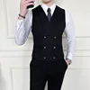 Vest + Pants High -end Brand Fashion Business Men's Leisure Office Suit Vest Bride's Wedding Dress Party Waist Coat 3