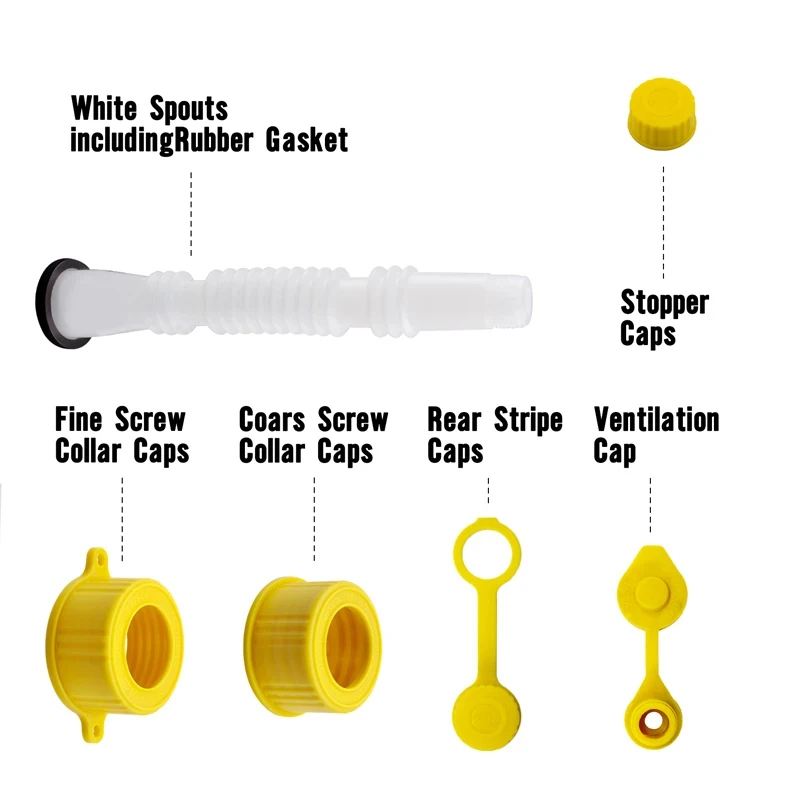 2 Sets Car Gas Can Spout Nozzle Vent Kit High Quality Plastic Replacement Gas Cans Old Style Cap Gas Tank Nozzle Car Accessories