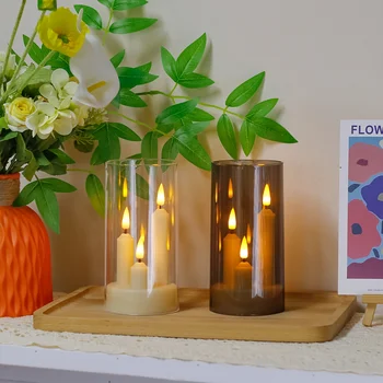 Flameless 3 In 1 LED Taper Candles With 15CM Lampshade Battery Operated Flickering Electric Window Candles For Christmas Wedding 2