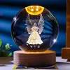 Unique Jesus 3D Crystal Ball Night Light with Wooden LED Base, Creative 3D Carved Crystal Ball Wholesale Craft Gift, Perfect for 3