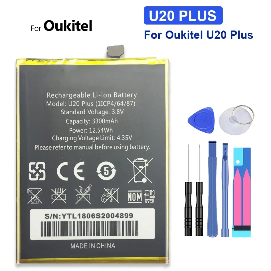 

Запасной аккумулятор для Oukitel U20 Plus U20Plus 3300 мАч, высококачественные аккумуляторы смартфона