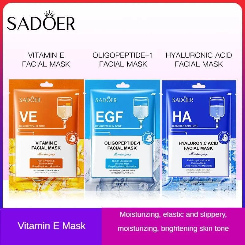 

1/2pcs Vitamin E Moisturizing Face Mask Hydrating Nourishing Brightening Skin Mask Sheet Delicate Smooth Firm Skin Rejuvenation