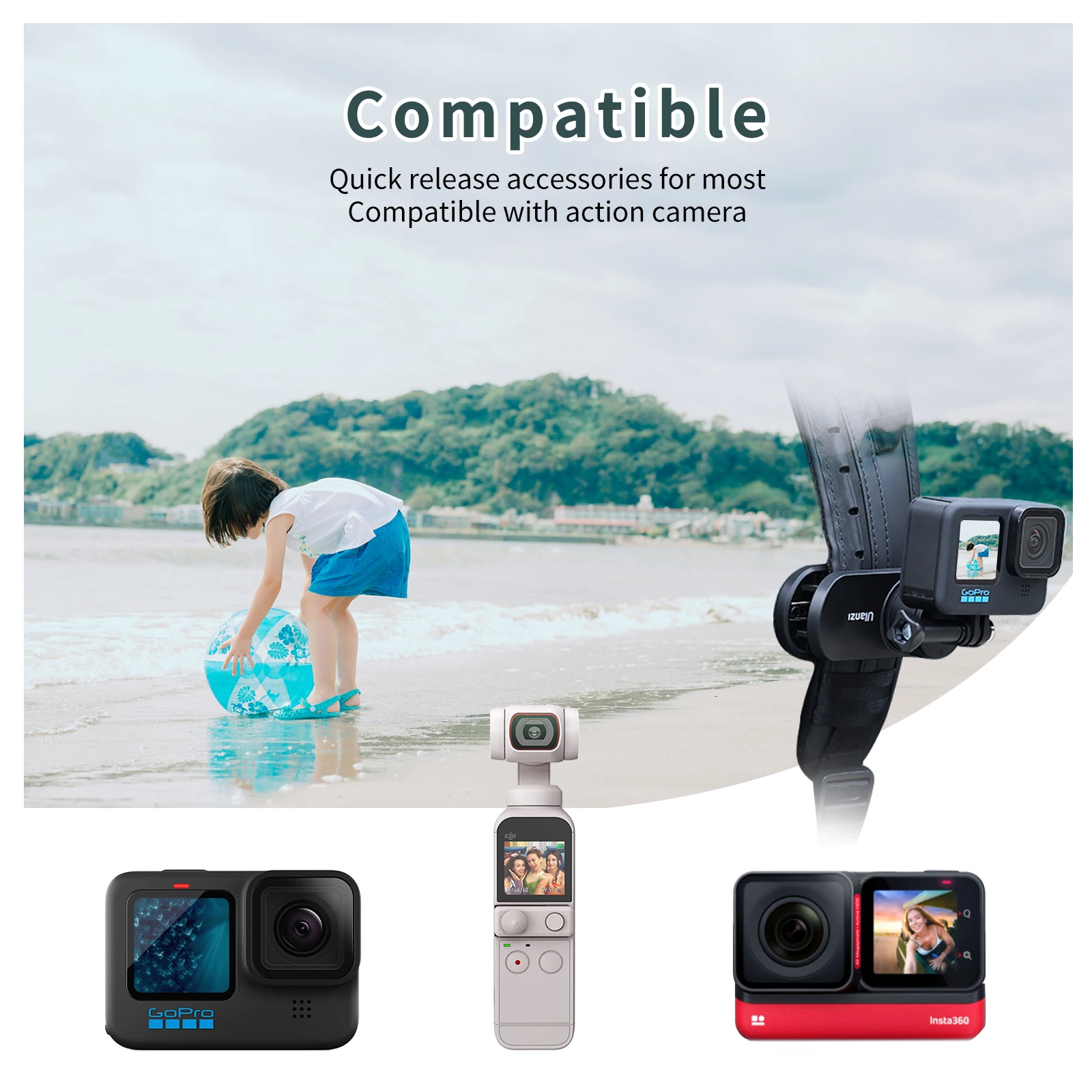 Ulanzi Magnetic Backpack Clip Clamp 360° Rotation  For GoPro Hero 13 11 10 9 8 7 Insta360 X3 DJI mini 3 Action Camera Accessory 5