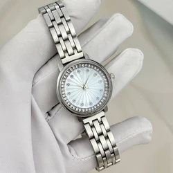 Elegant Silver Women's Watch with Luxury Diamond Dial and Stainless Steel Strap (Silver blue)