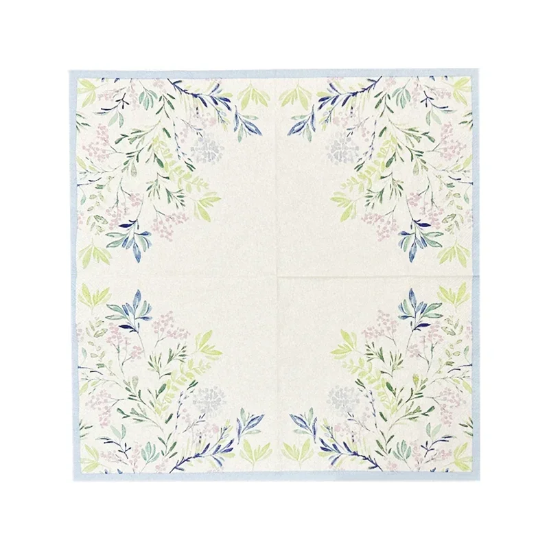 Printed Paper Napkins Flowers Leaves Coffee Restaurant Dessert Paper Draw Placemat Hotel Wedding Coloured Napkins 20pcs/pa
