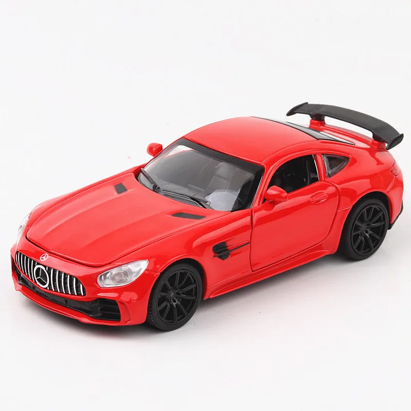 1:32 Mercedes Benz GTR AMG Sports car Simulation Diecast Metal Alloy Model car Sound Light Pull Back Collection Kids Toy A83 3