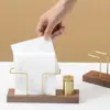 Vertical Tissue Dispenser with Toothpick Case, Metal Napkin Holder, Multi-use, Gold, Wooden, Home 3