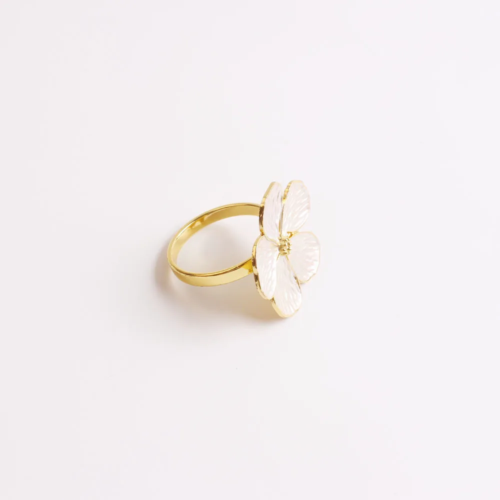 6PCs/set Flower Bee Napkin Rings Set Wedding Napkin Buckles Metal Gold Daisy Flower Holder Party Home Table Decoration