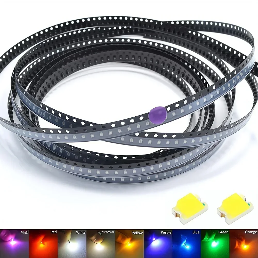 100PCS 5050 0805 LED SMD SMT Chip Red Yellow Green White Blue Orange Purple Pink RGB Emitting Diode Light 3.3V Voltage Neon Lamp