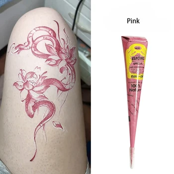 Vernice per il corpo del tatuaggio Colore scuro Pasta per tatuaggi all'henné Vernice per body art Coni all'henné indiani impermeabili per tatuaggi temporanei di design all'henné
