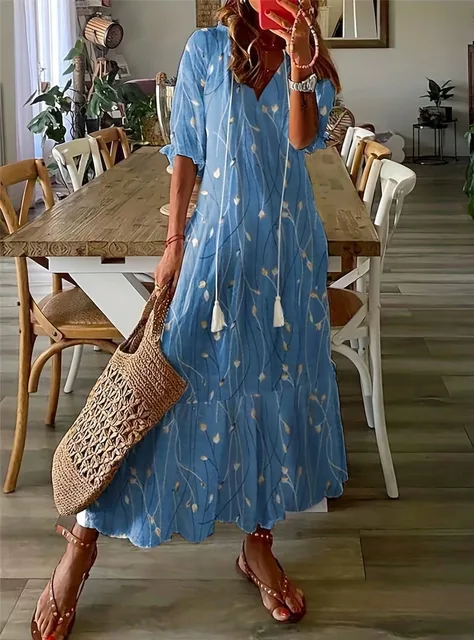 amazon bohemian dresses Spaghetti Strap Maxi Dress Sun Uk Women Vintage Print Dress Summer Fashion V KissProm Royal Blue Off or casual everyday wear Color:Black+White heels swatch-