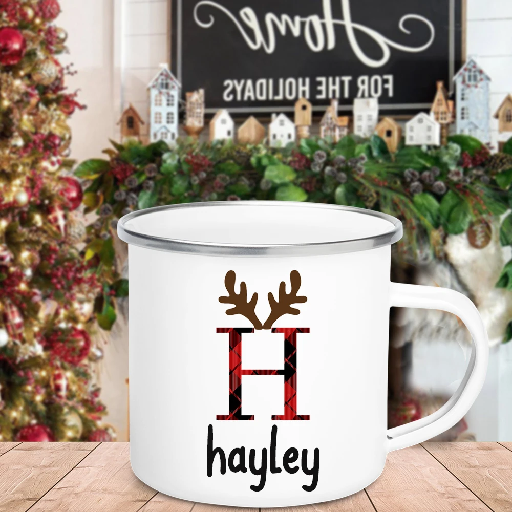 

26 Letters Printed Coffee Cup Personalized Custom Name Enamel Mugs Juice Beer Cups Party Decor Christmas Gift for Friend Family