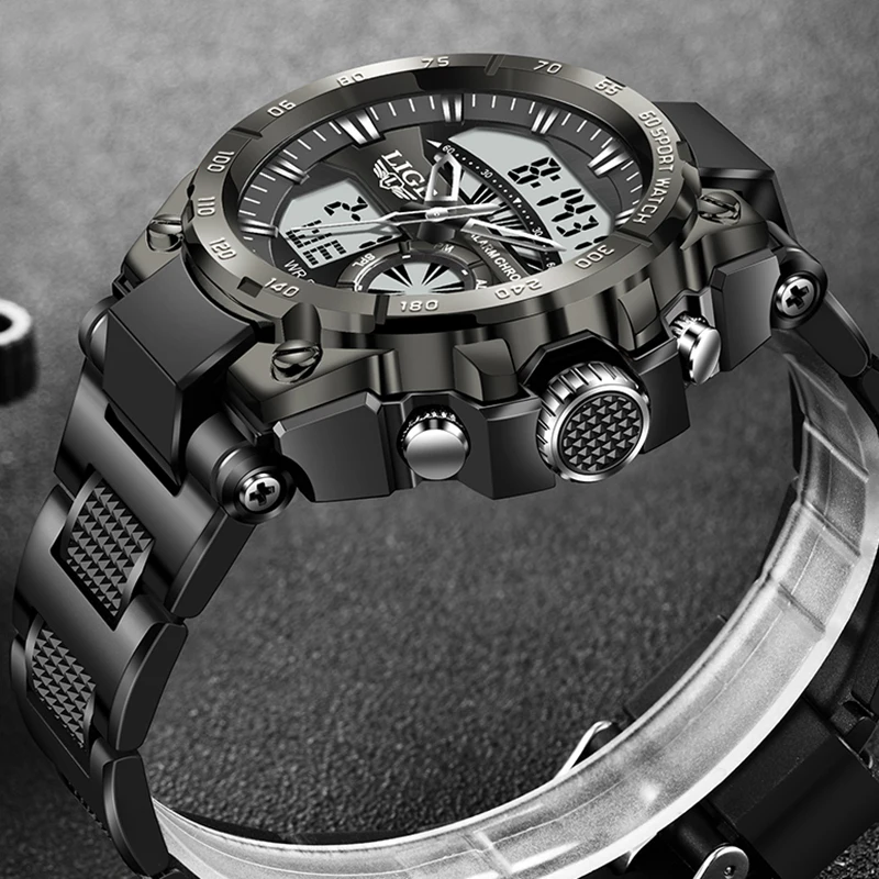 LIGE Casual Sport Watches for Men Top Brand Luxury Military Silicone  Wrist Watch Man Clock Fashion Chronograph Wristwatch