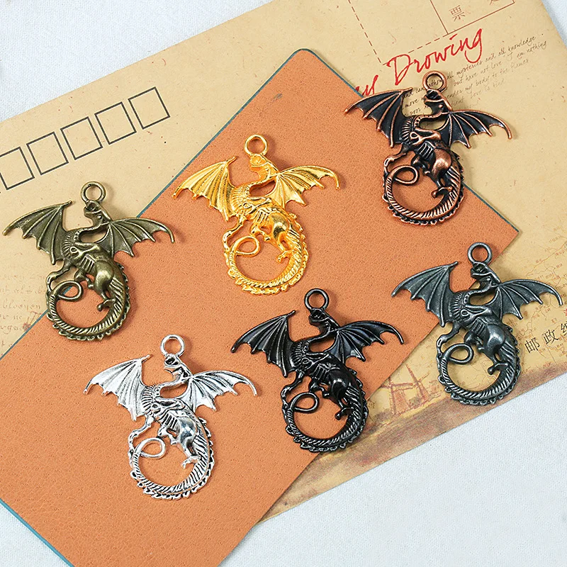 5Pcs 45x43mm Alloy Antique 6 Color Flying Dragon Charms Designer Charms for  Jewelry Making DIY Jewelry Findings